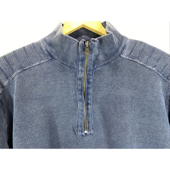 Retrofit Blue 1/4 Zip Factory Distressed Sweater Men’s Size Large 44” - Picture 2 of 8